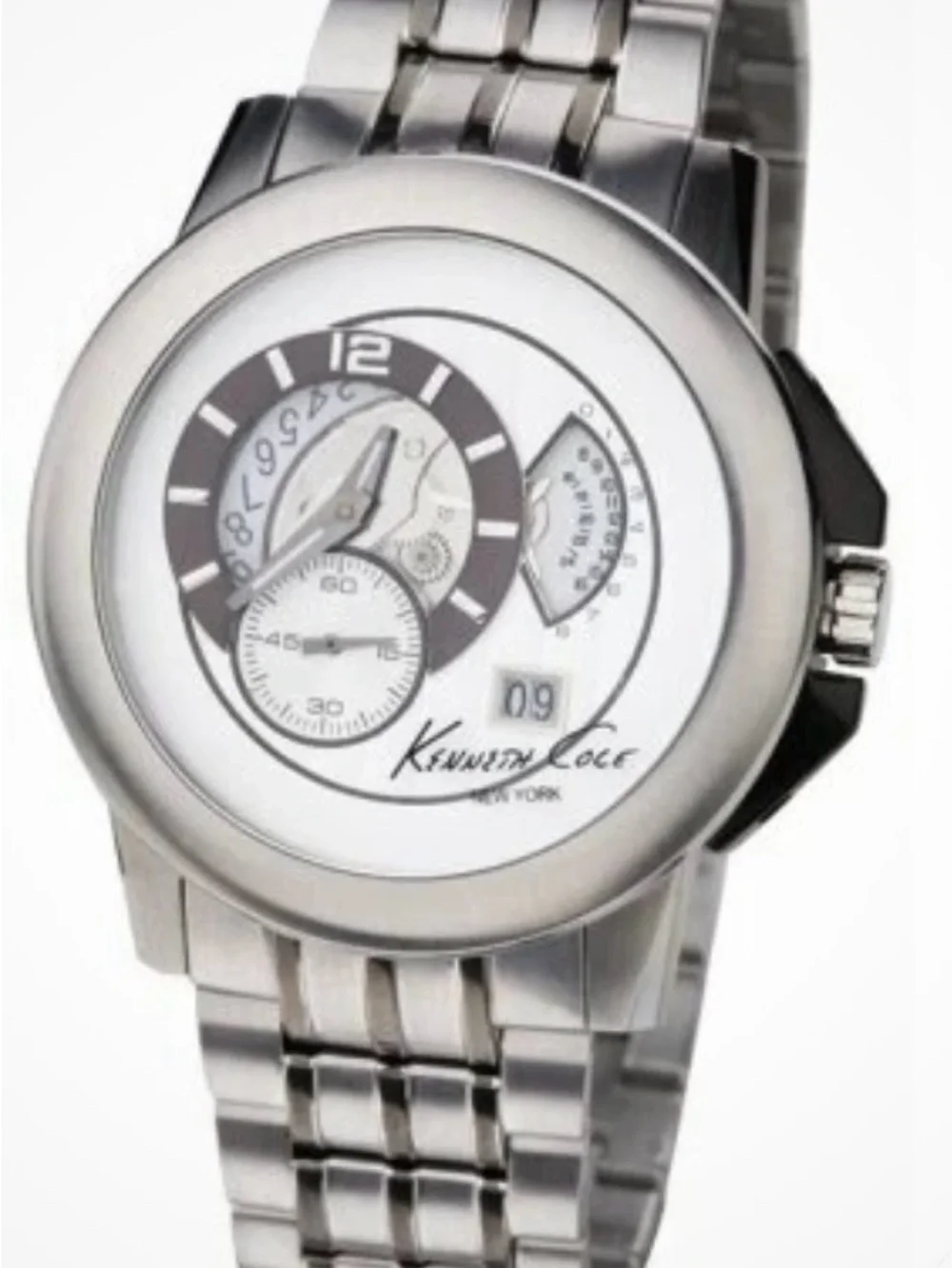Kenneth Cole Silver and gunmetal Multi-Function Men's Bracelet Watch